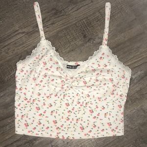 White flower print tank top